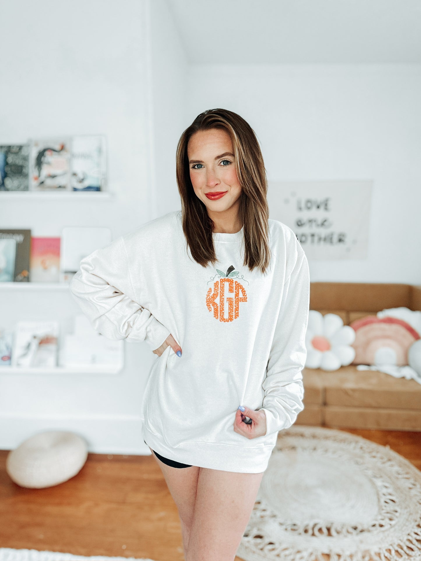 π Pumpkin Monogram Crewneck