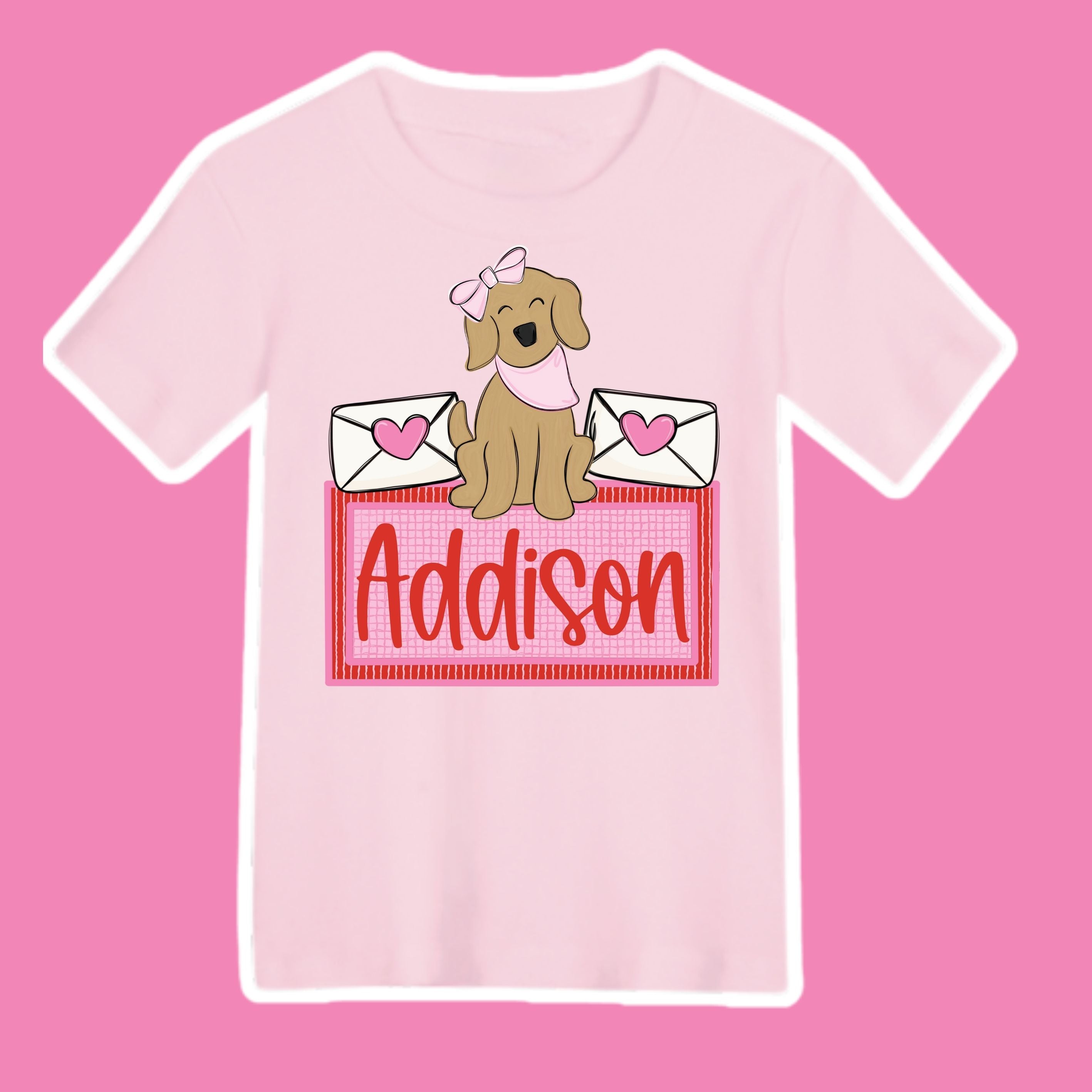 Valentine Puppy Love on Light Pink