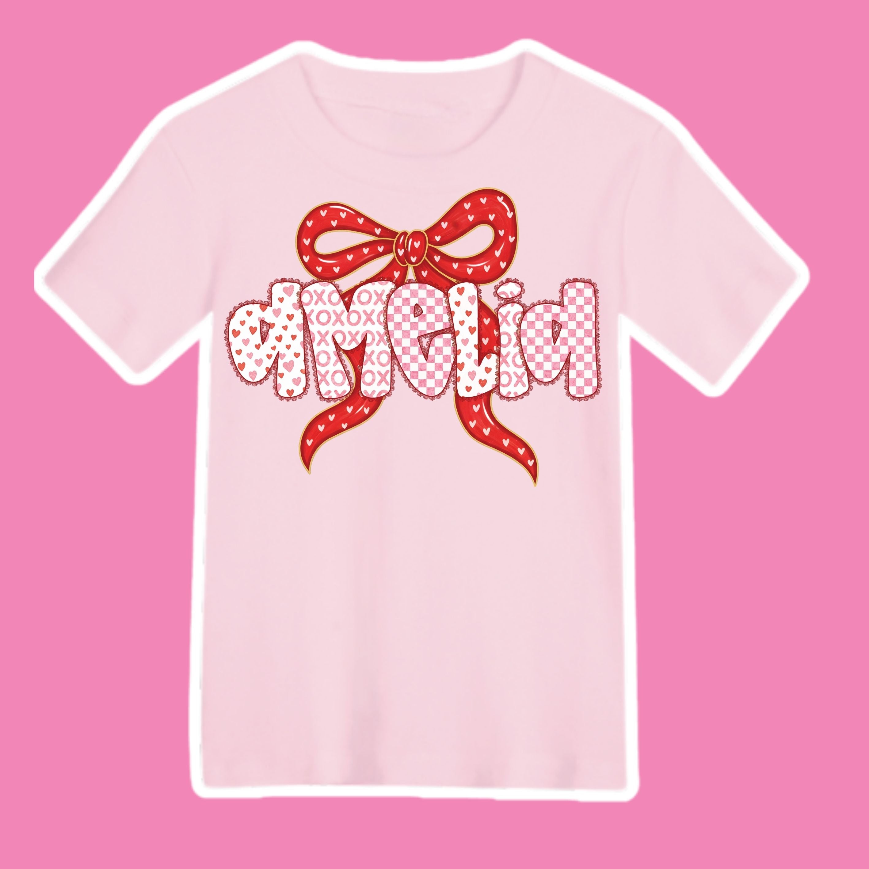 Valentine Full Name on Light Pink