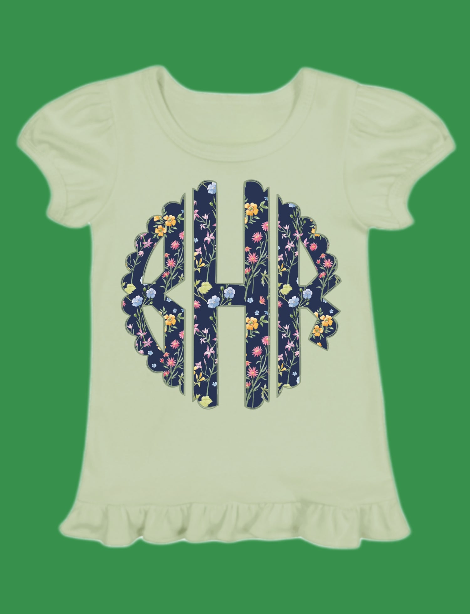 Navy Floral Monogram - (814T)