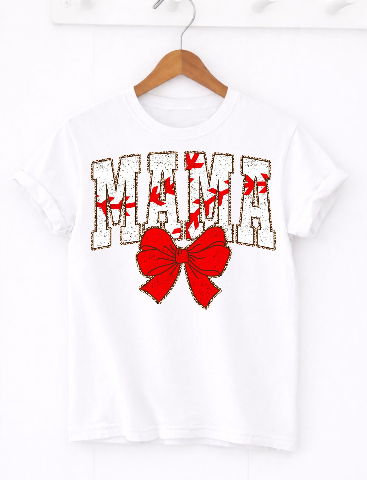 Leopard Baseball Mama with Bow (P)