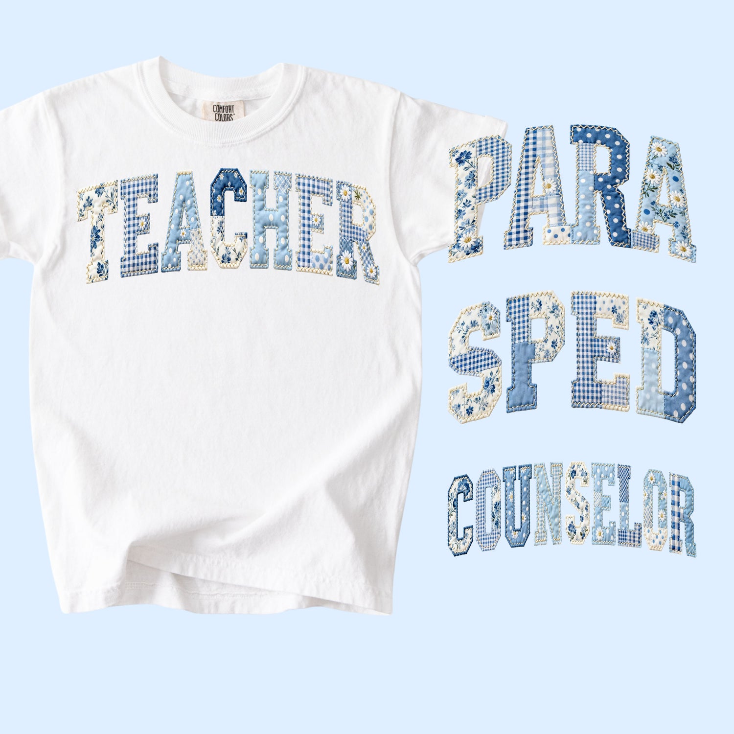 Blue Patchwork School Admin.