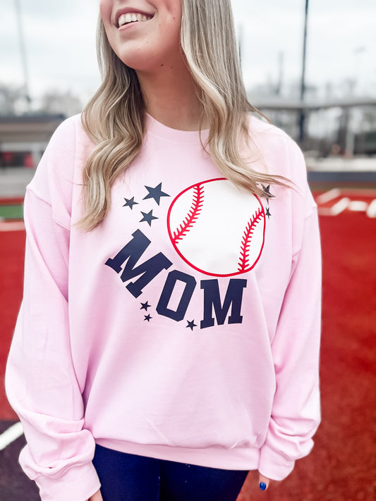 🧢 Baseball MOM with stars Sweatshirt *Customize