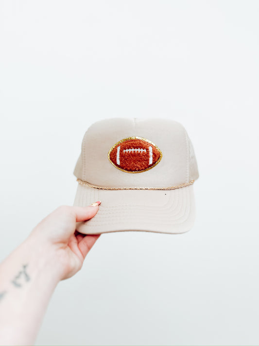 Chenille Football Trucker with Gold Chain