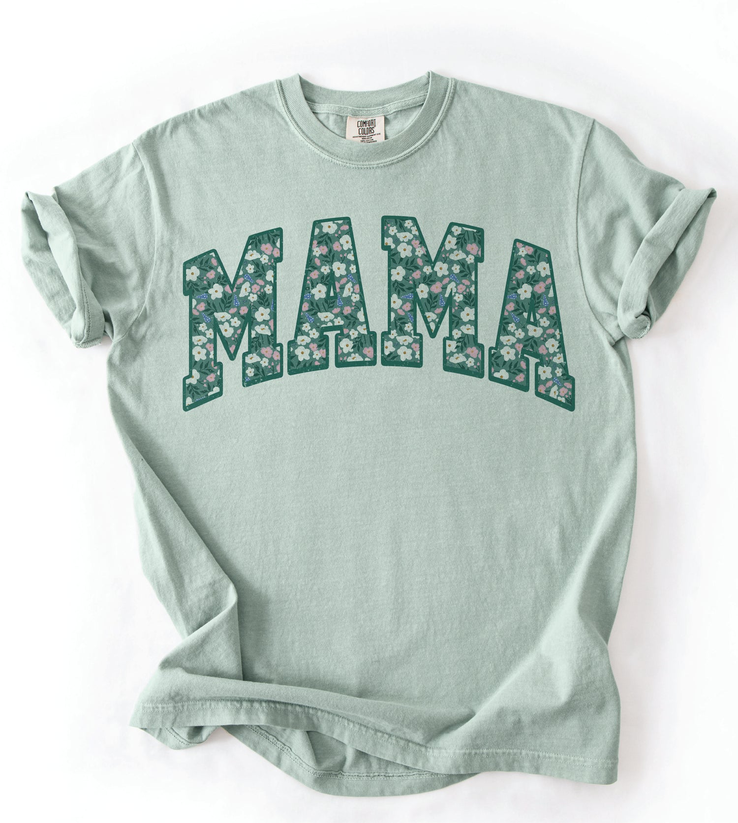 Teal Floral Mama - COMFORT COLOR (814R)