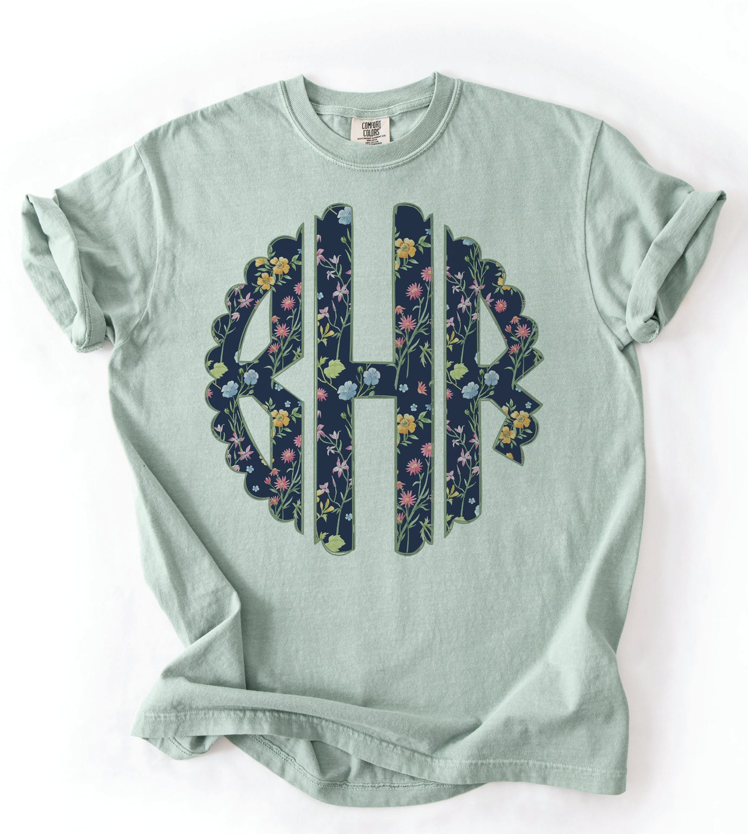Navy Floral Monogram - COMFORT COLOR (814T)
