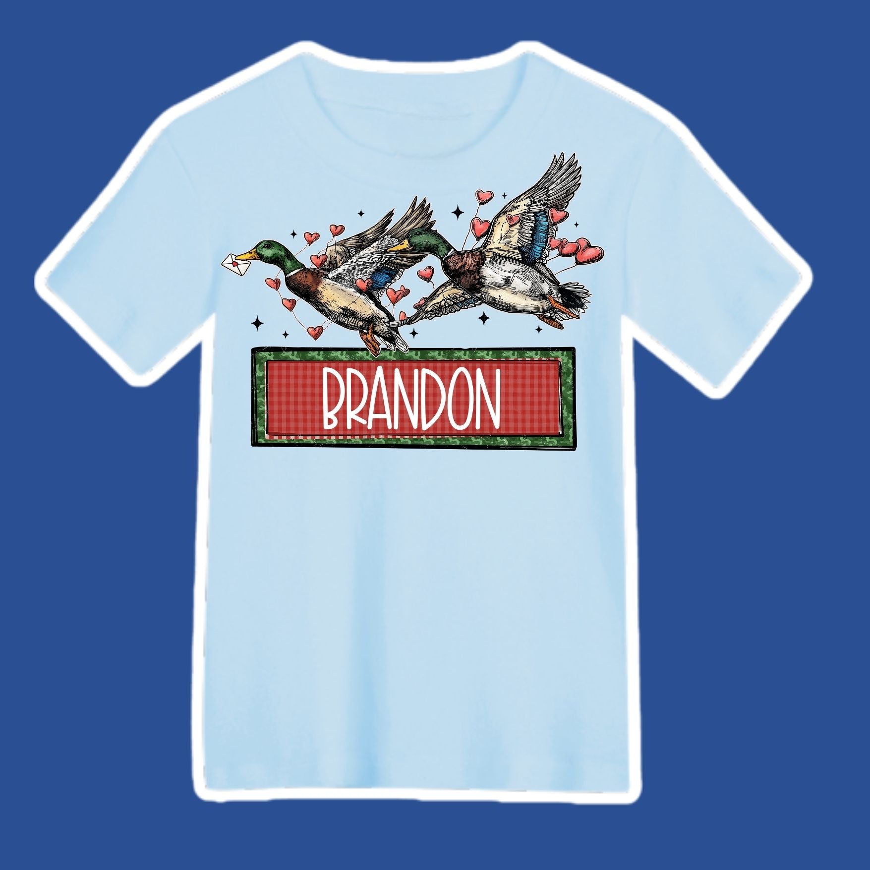 Mallard Duck Valentine on Light Blue