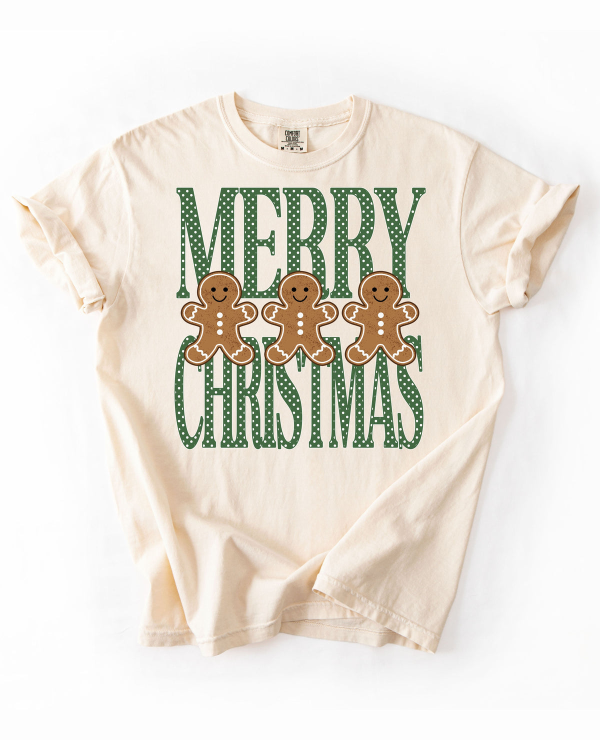 GREEN POLKADOT MERRY CHRISTMAS GINGERBREAD TRIO
