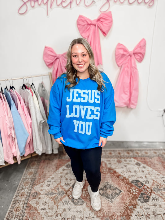 JESUS LOVES YOU 🤍 Blue Monochrome