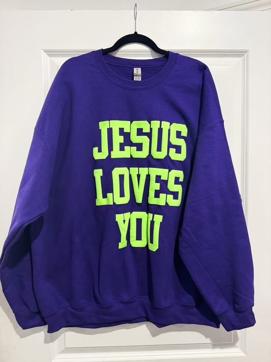 JESUS LOVES YOU 🤍 Purple/Lime