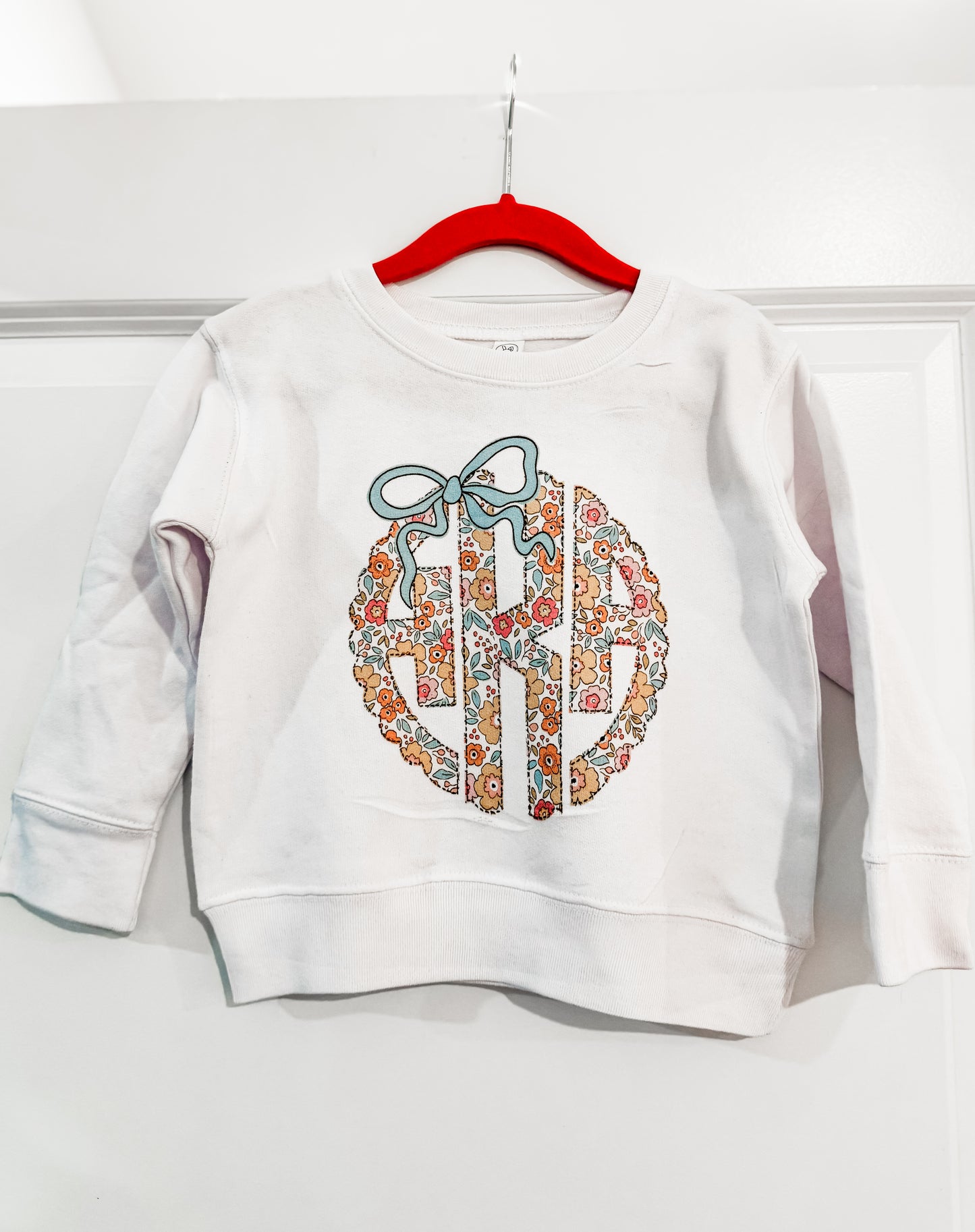 Girls Spring Floral Monogram - Crewneck (P)