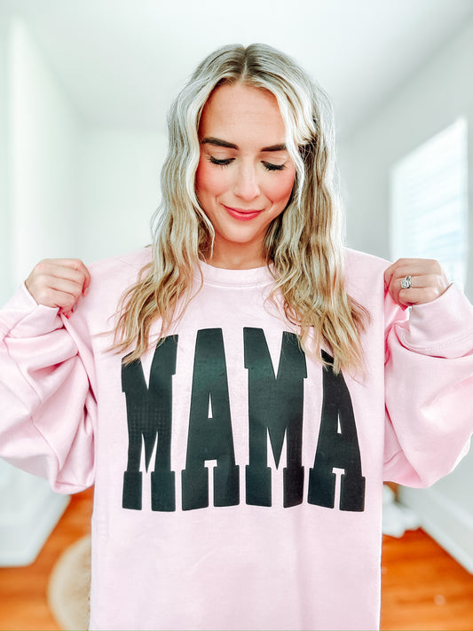 Black Puff Mama Crewneck