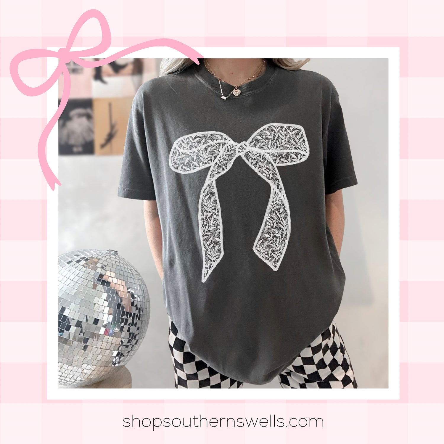 ❤️ Black Lace Bow Tee