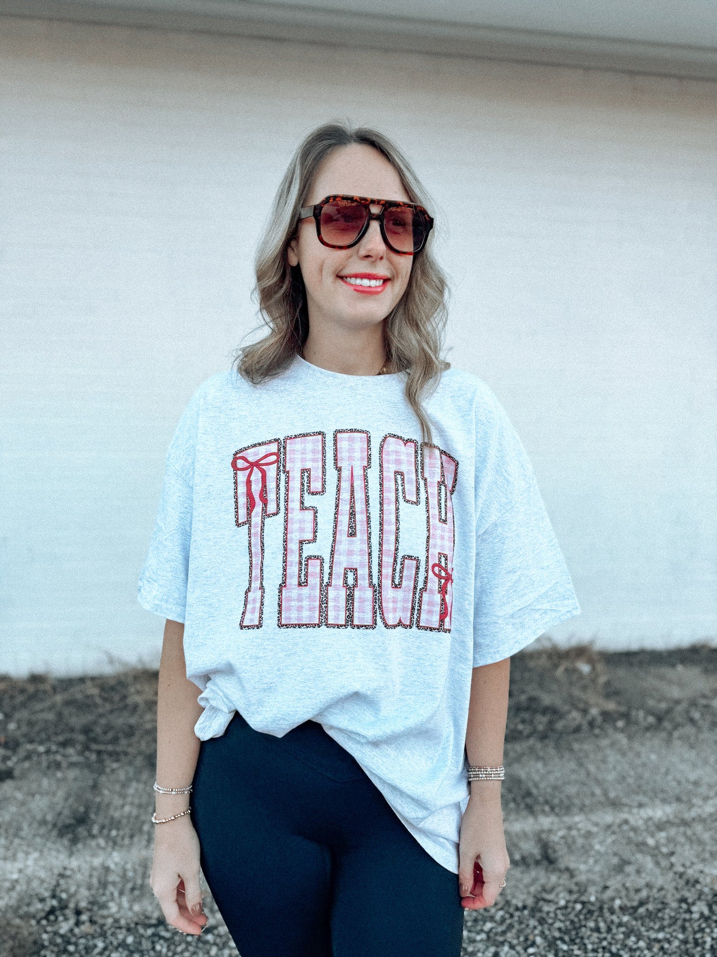 💋 Pink/Cheetah Gingham Tee