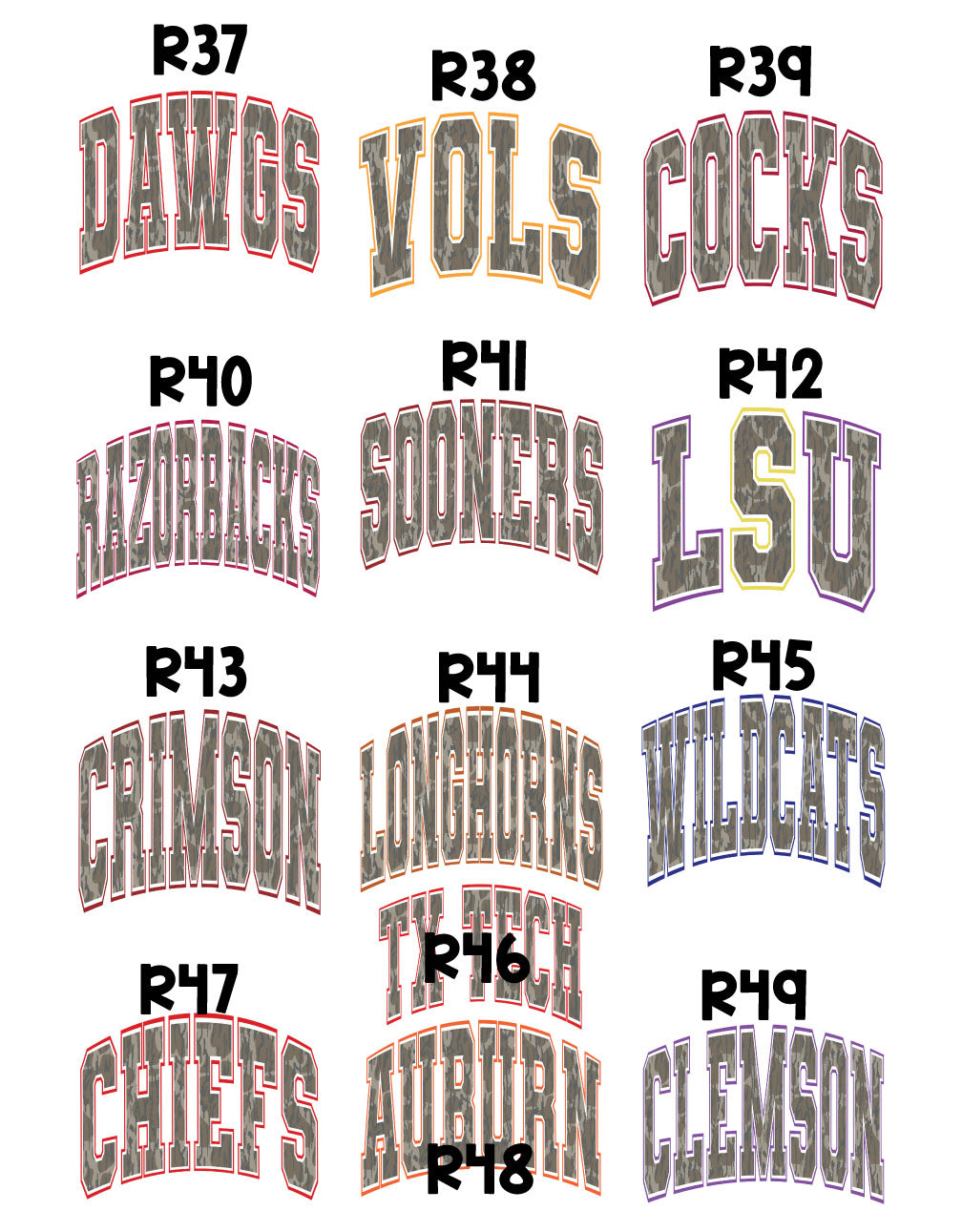 Bottomland Camo Team Names