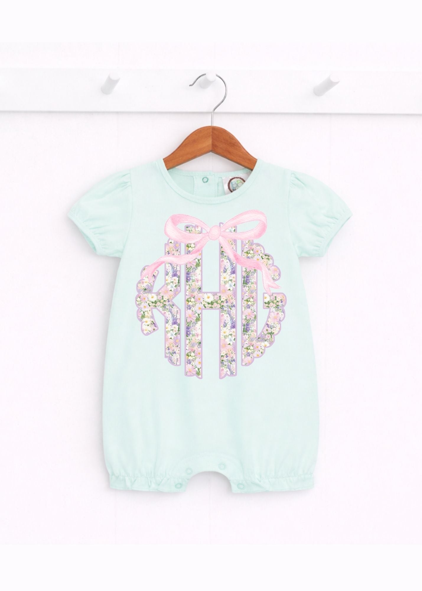 Girls Spring Monogram on Mint