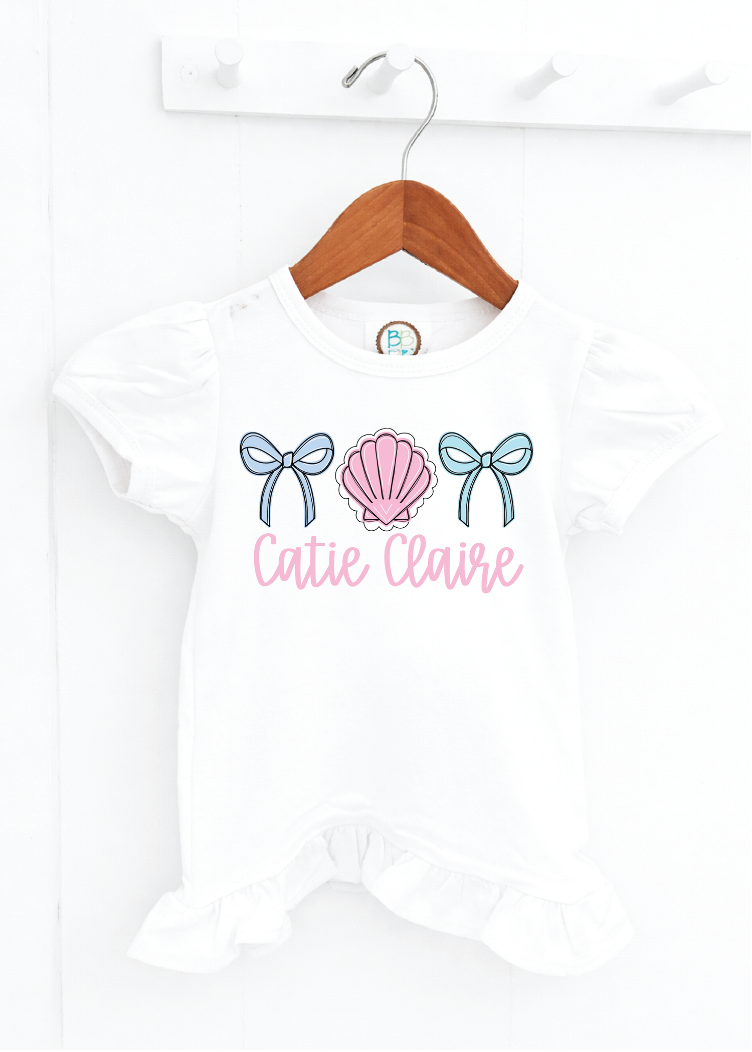 Girls Seashell & Bows Nameplate (PR8)