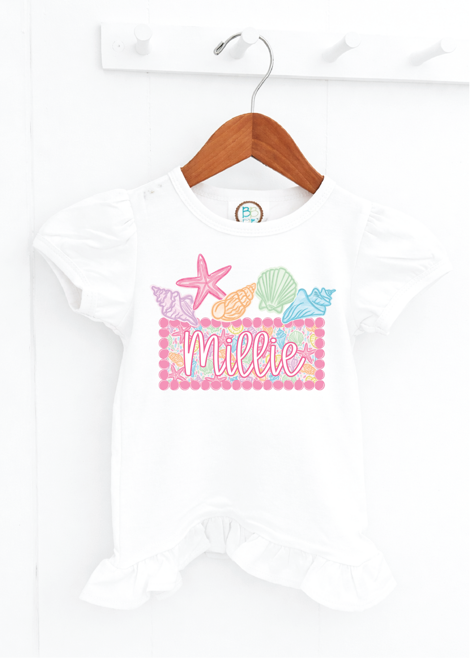 Girls Bright and Preppy Seashell Nameplate (PR6)