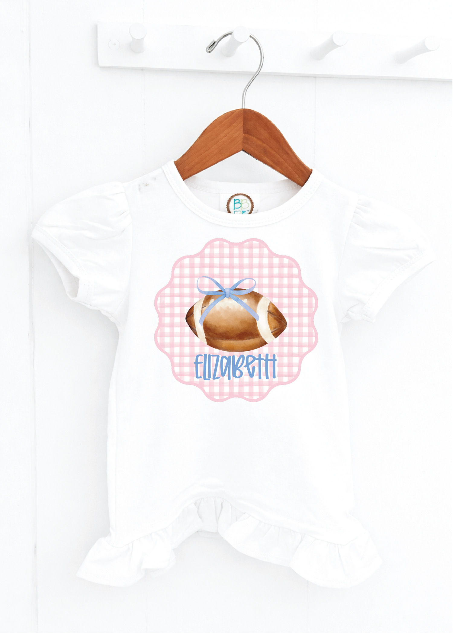 Girls Scallop and Gingham Football (PR48)