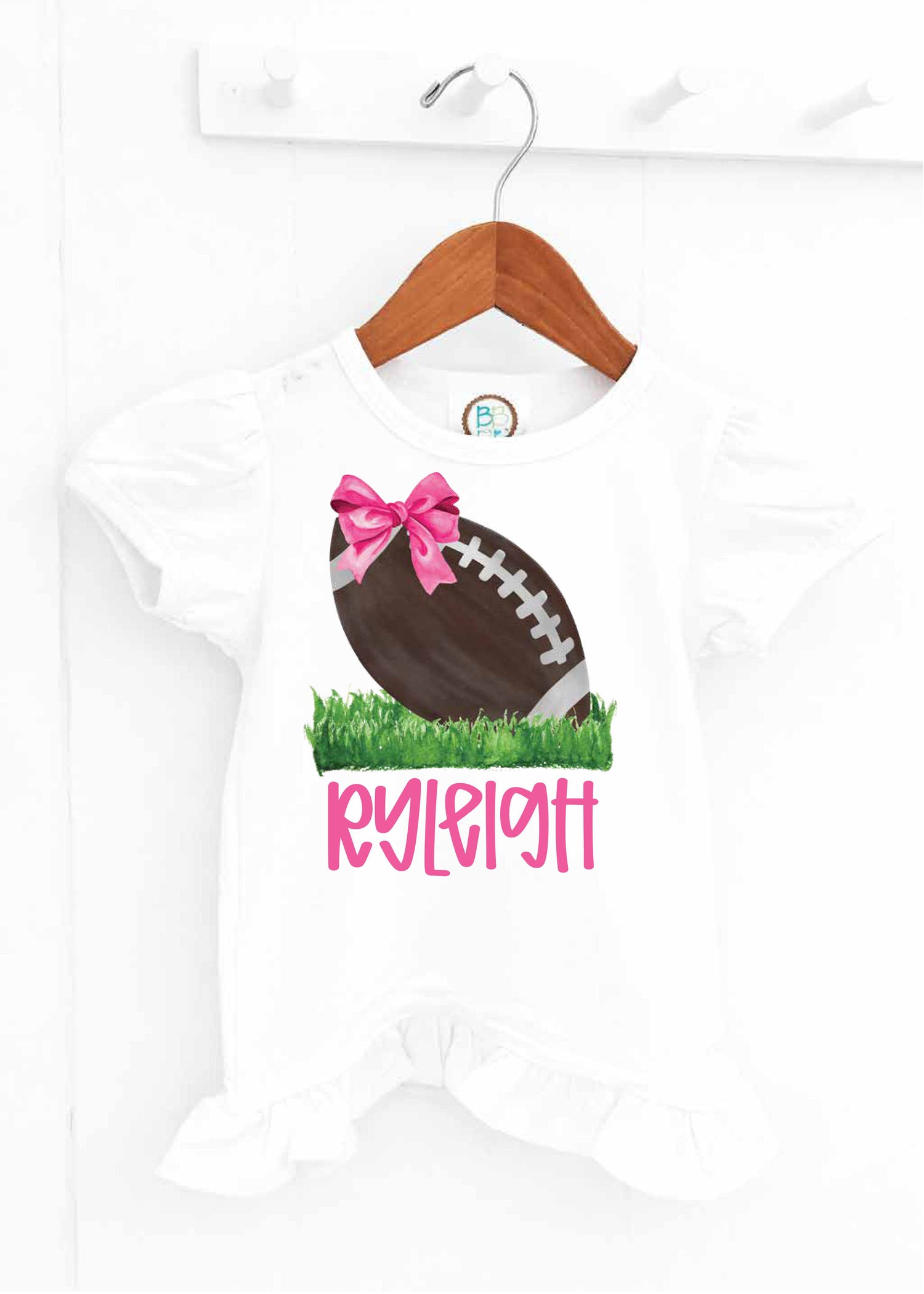Girls Preppy Watercolor Football (PR56)
