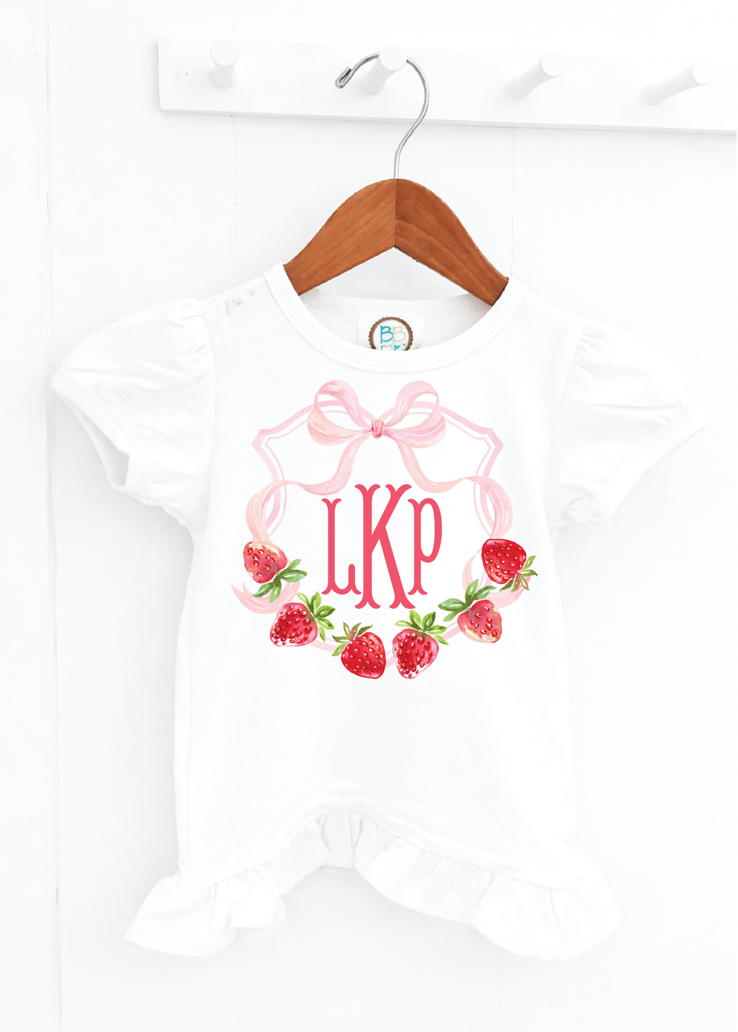Girls Strawberry Fishtail Monogram (PR40)