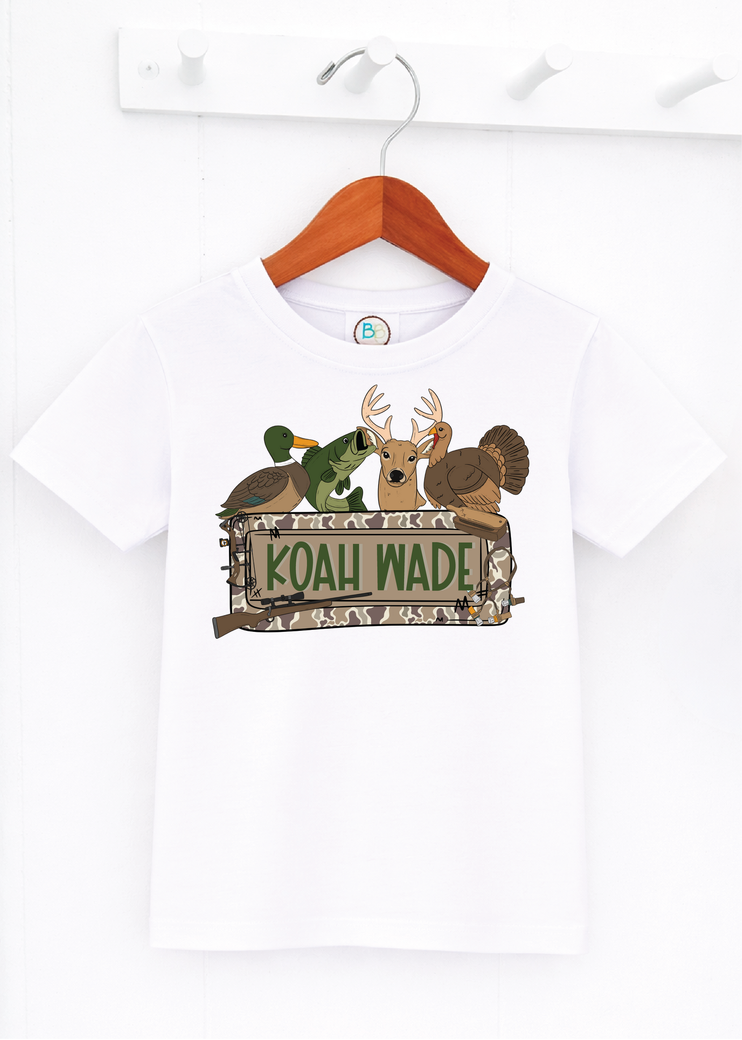Boys Hunting & Fishing Scene with Name Patch (PR38)