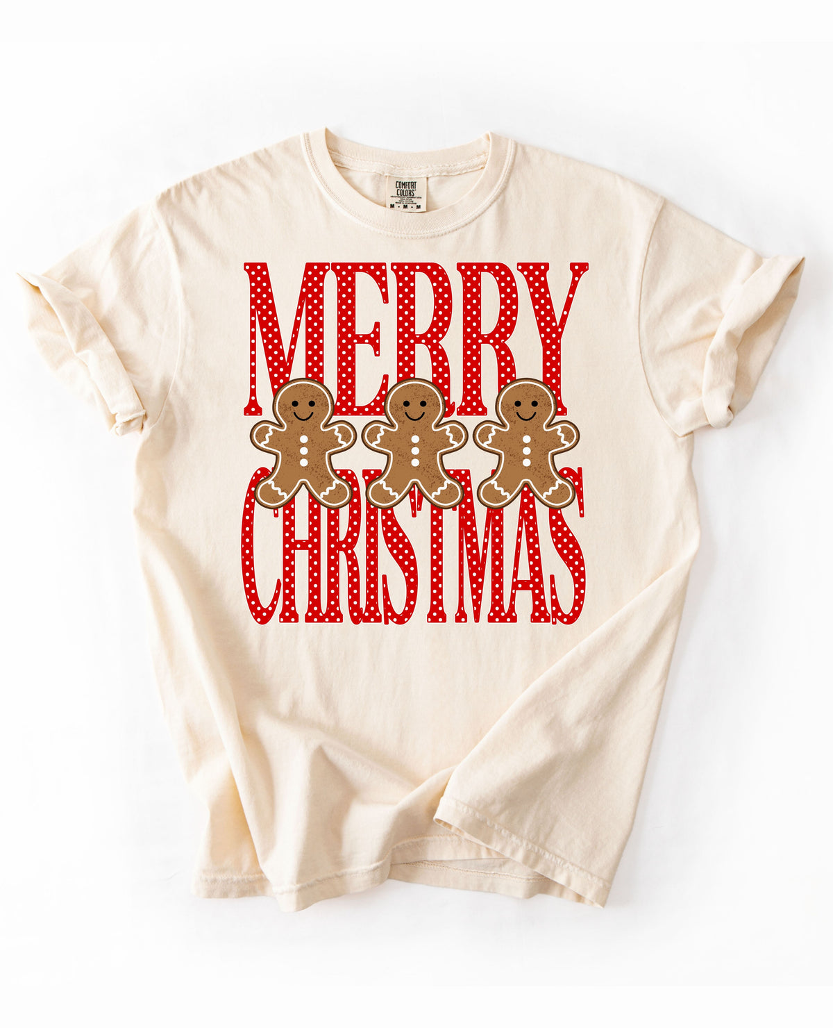 RED POLKADOT MERRY CHRISTMAS GINGERBREAD TRIO